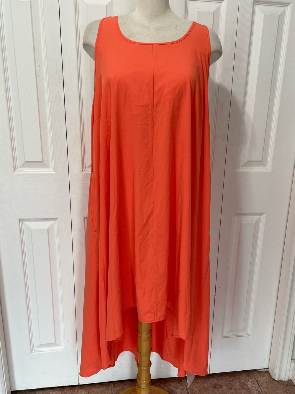 HALARA Sleeveless Flow Maxi Dress in Coral-Red